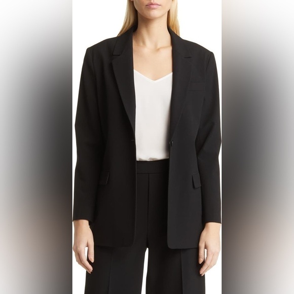 NWT Treasure & Bond Boyfriend Blazer Jacket Black Buttons - Picture 1 of 6